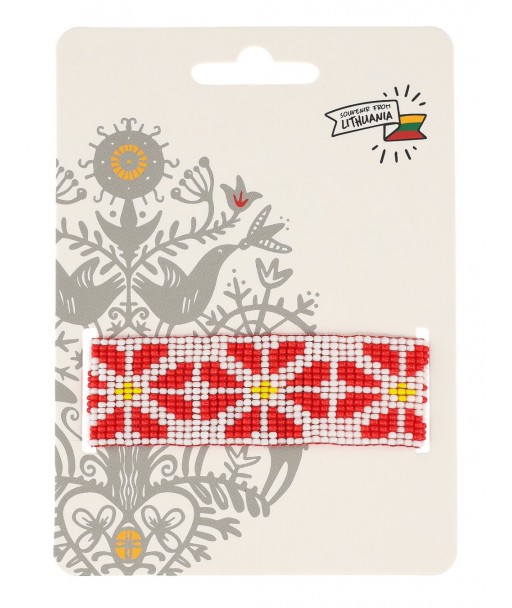 Karoliukų apyrankė su tautiškais gėlių raštais